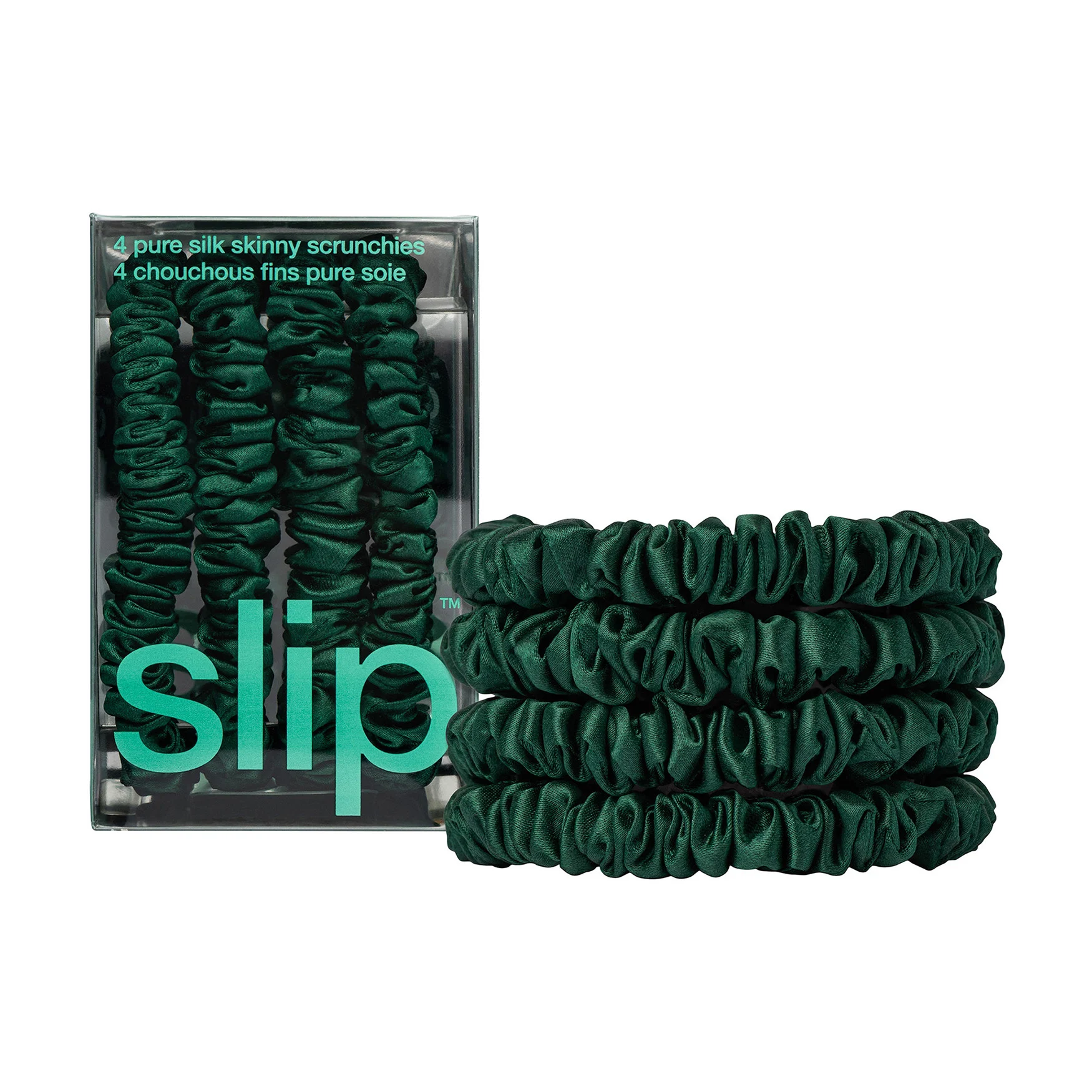 SlipPure Silk Skinny Scrunchies - Forest