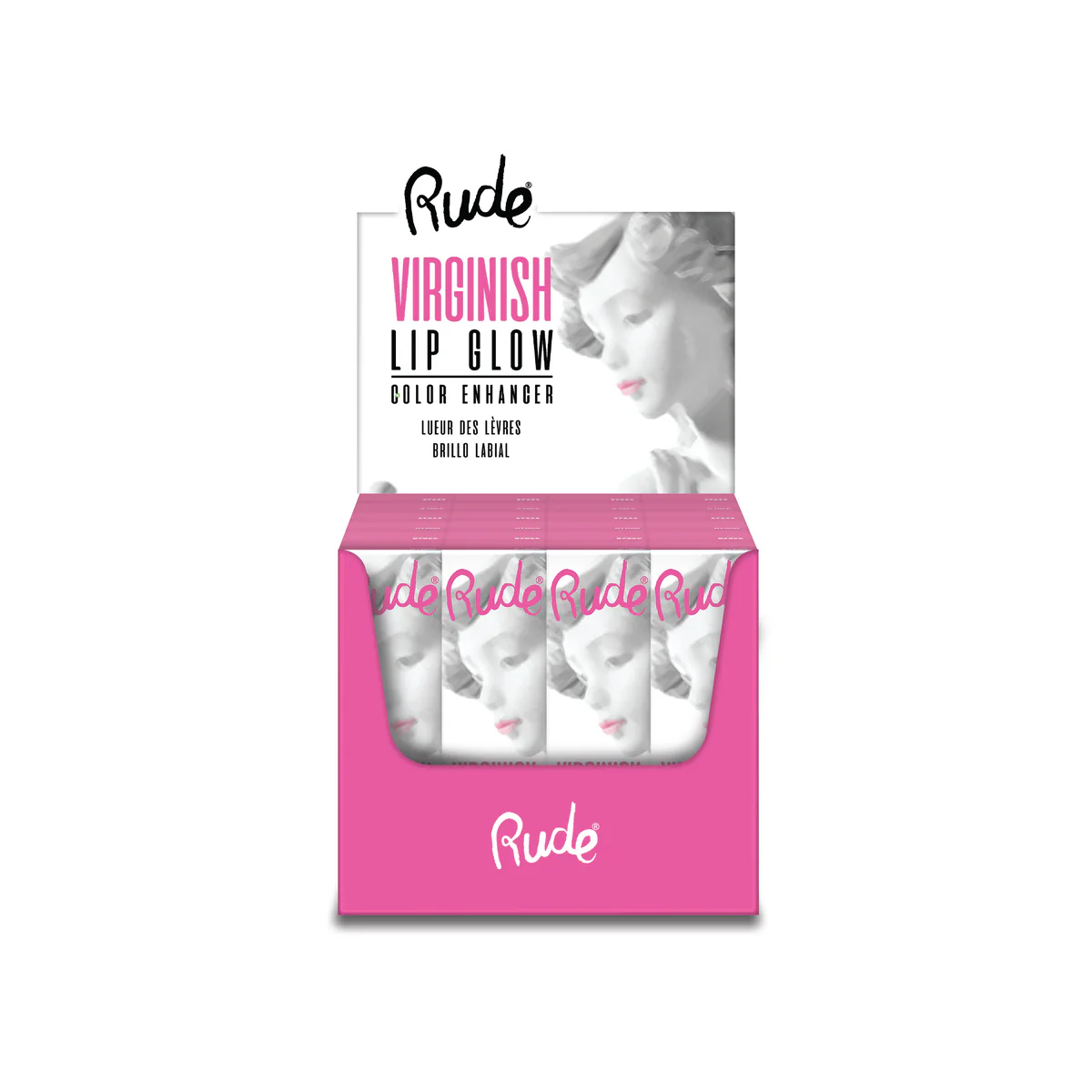 RUDE Virginish Lip Glow Paper Display, 24pcs