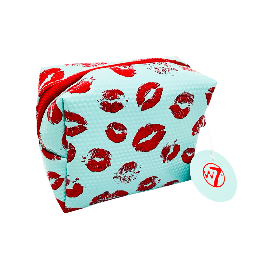 W7 Small Lip Pattern Cosmetic Bag Blue – Beauty Outlet