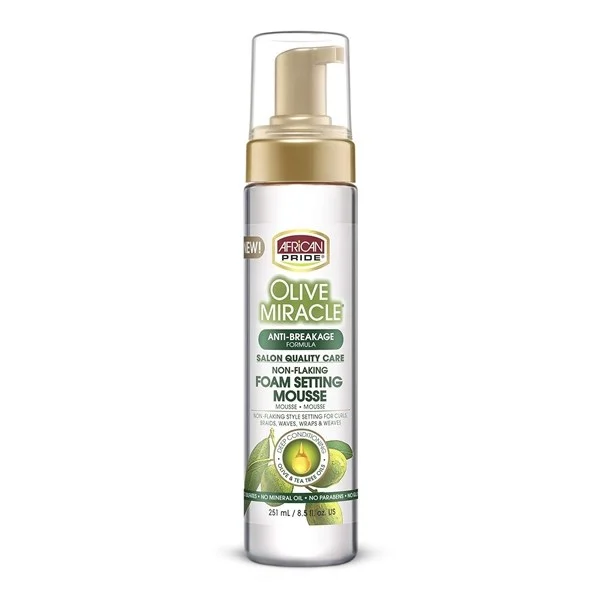 African Pride Olive Miracle Non-Flaking Foam Setting Mousse 8.5oz