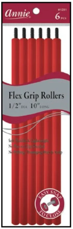 Annie Flex Grip Rollers - 10" - 6 ct- #1281 - Red