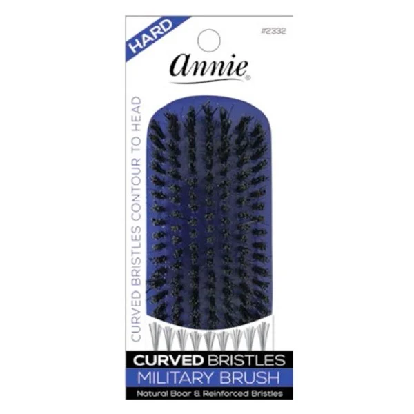 Hard Military Curved Bristle Black 50% Boar Bristle & 50% Firm Nylon Bristles #2332
