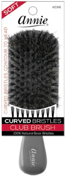 Soft Club Curved Bristle Brush 100% Pure Boar Bristles #2341