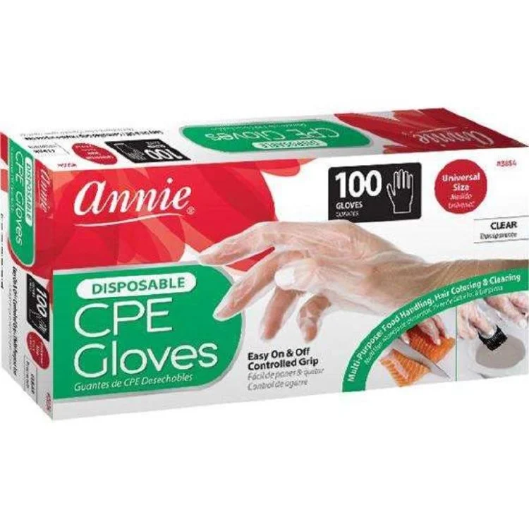 Annie Disposable CPE Gloves Universal Fit 100 ct Clear #3854