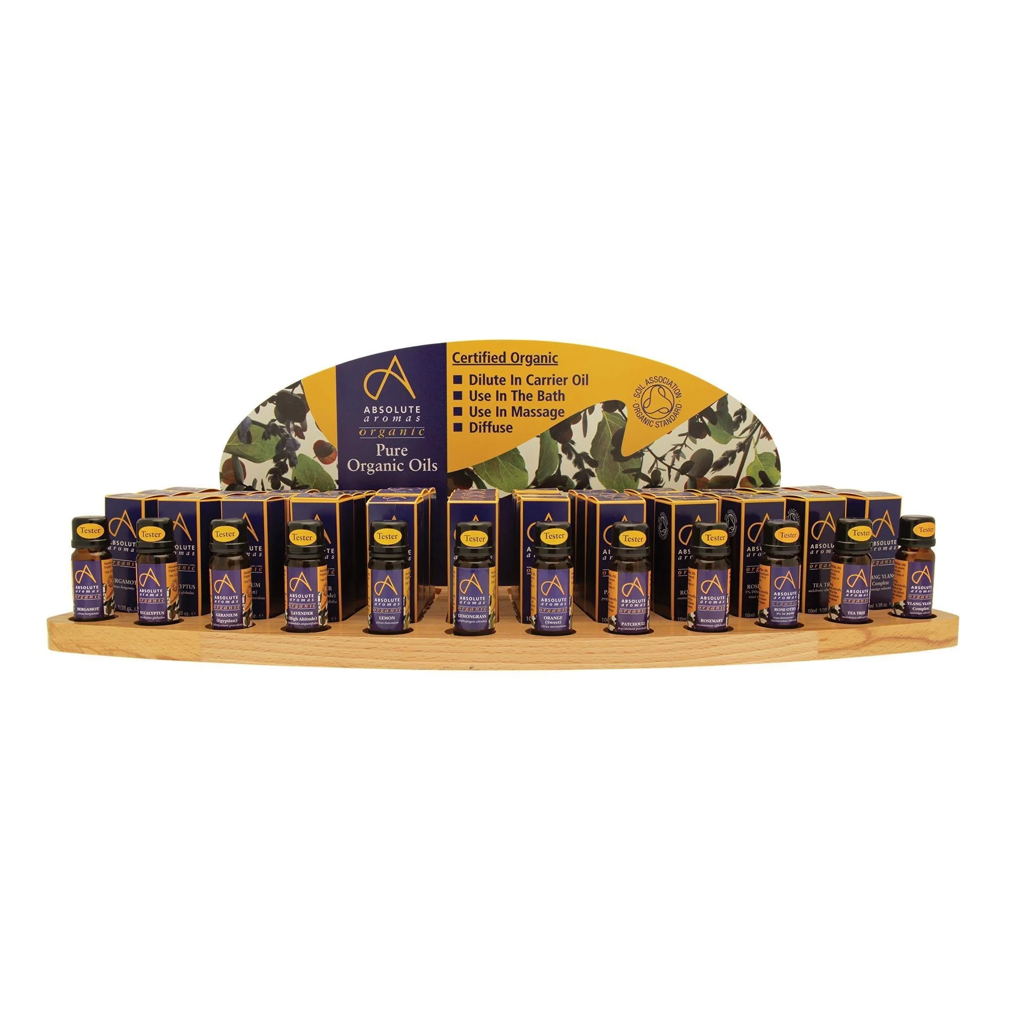 Absolute Aromas Organic Essential Oils Intro Display Package, 48 piece