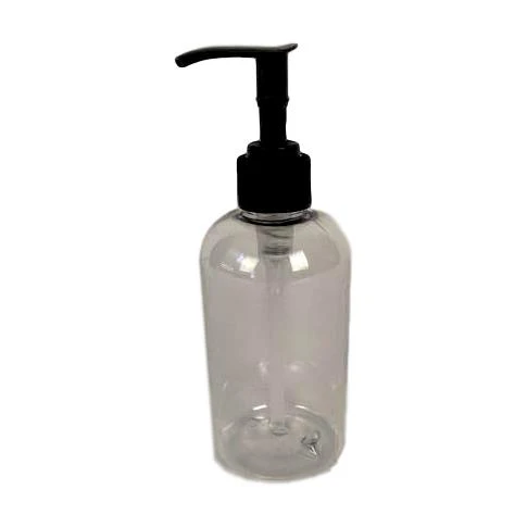 Bottle with Pump, Short, Clear, 8 oz