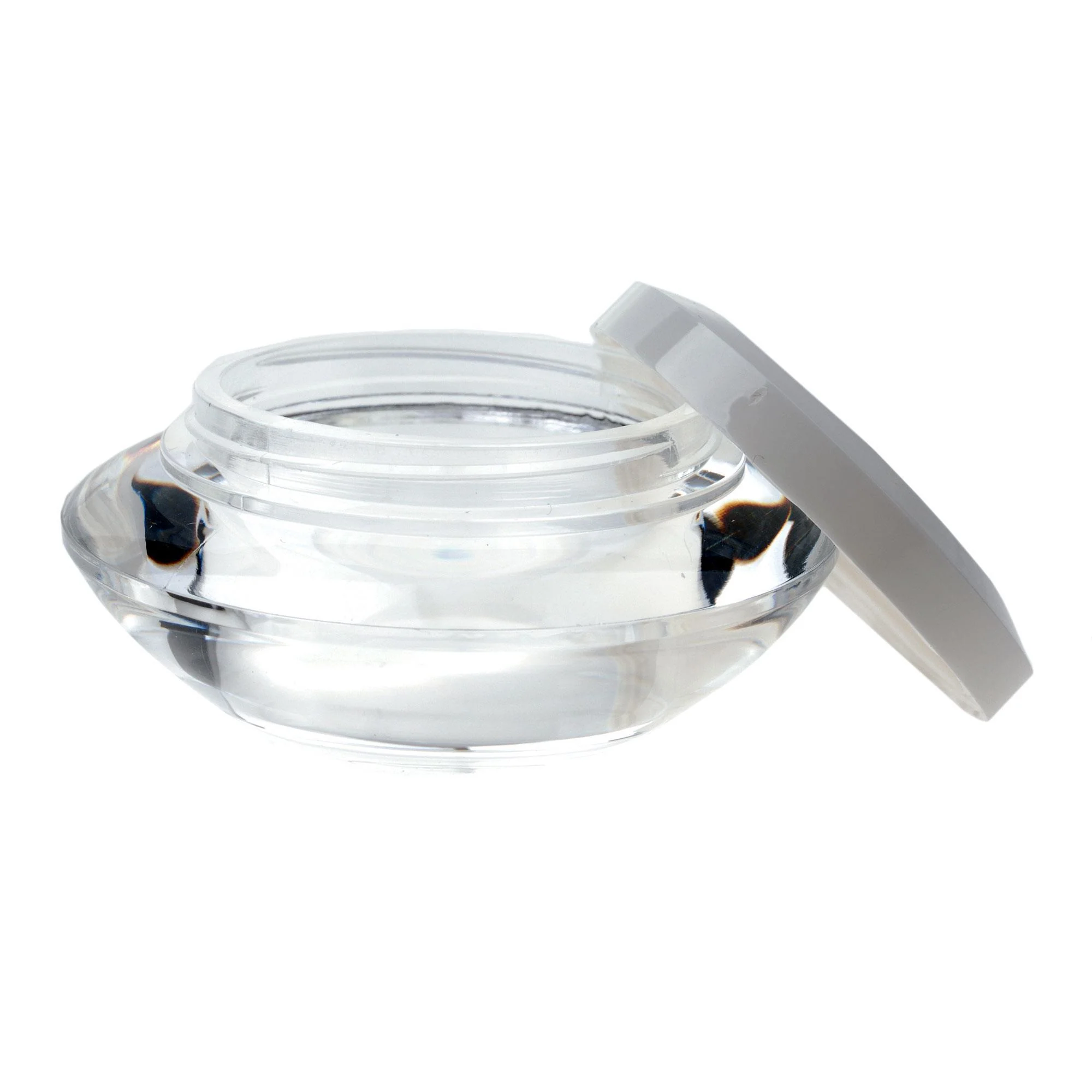 Clear Round Amenity Jar w/White Cap, 0.5oz, 10 ct