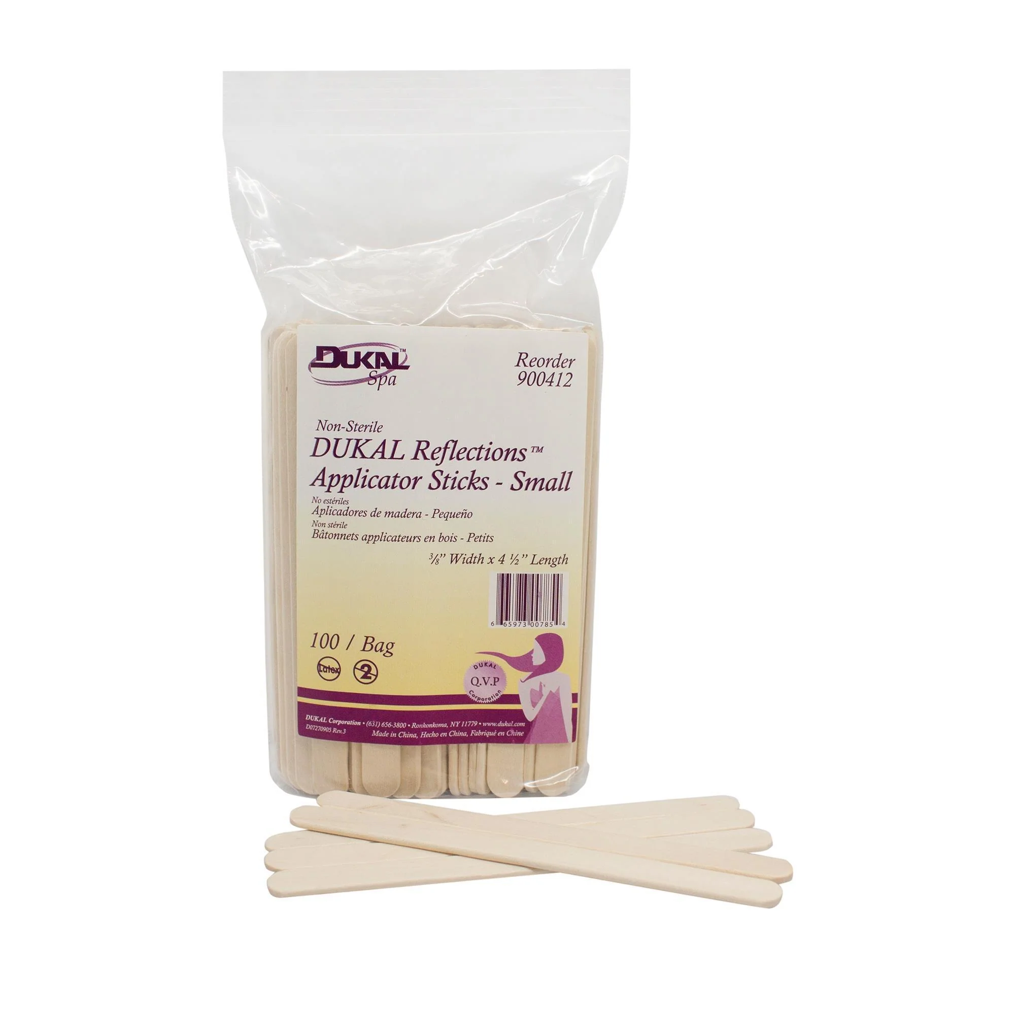 DUKAL Reflections NS Wood Applicator - 3/8” x 4-1/2”- 100 ct