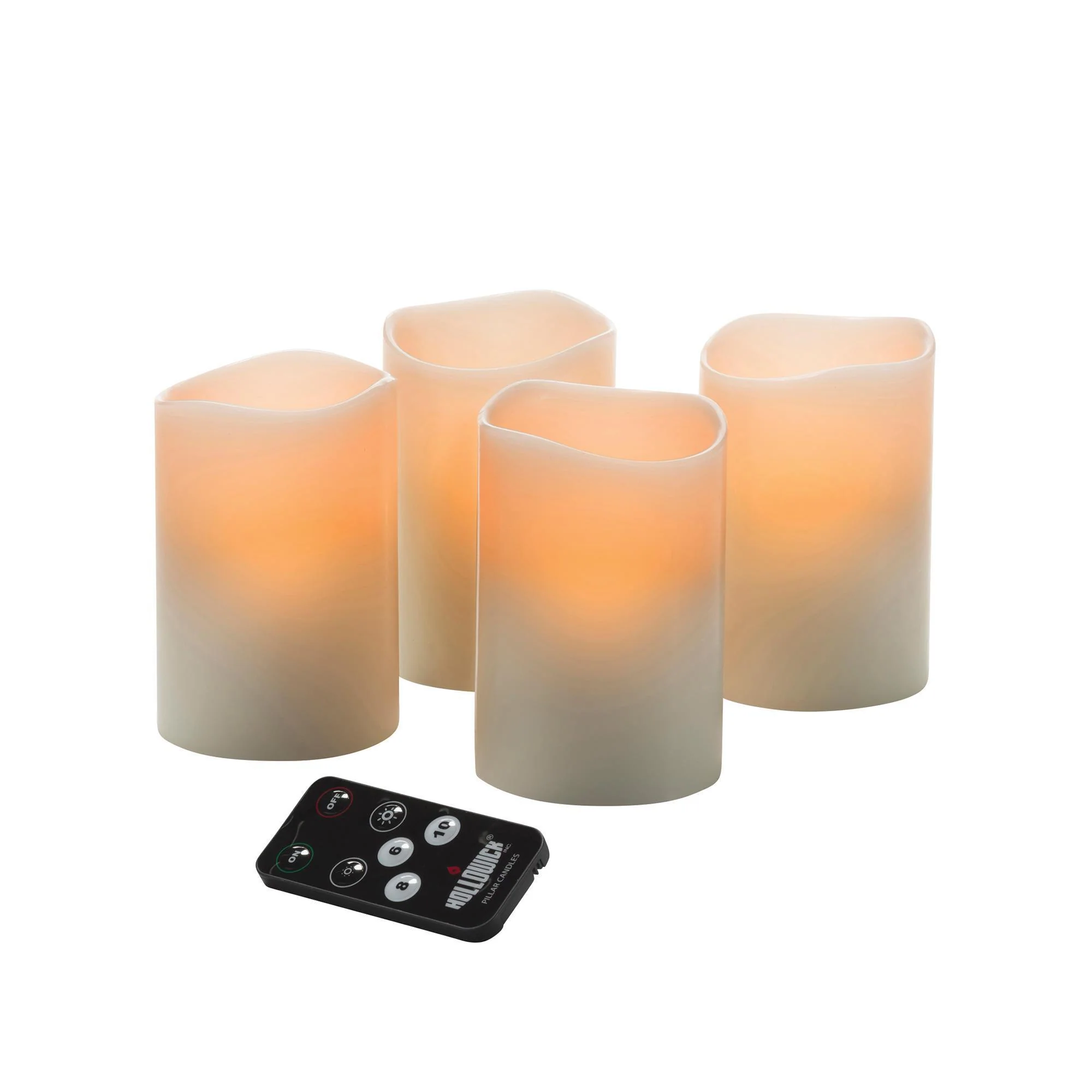Hollowick 4-Pack LED Wax Pillar W/ Magnetic Remote