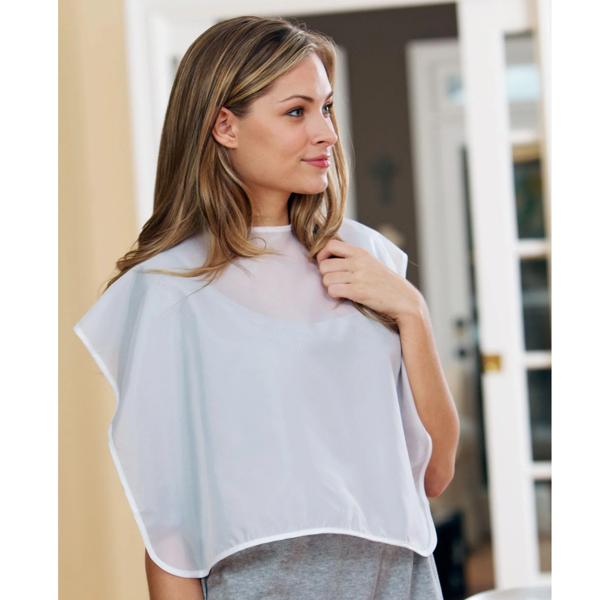 Betty Dain Nylon Makeup Cape, White