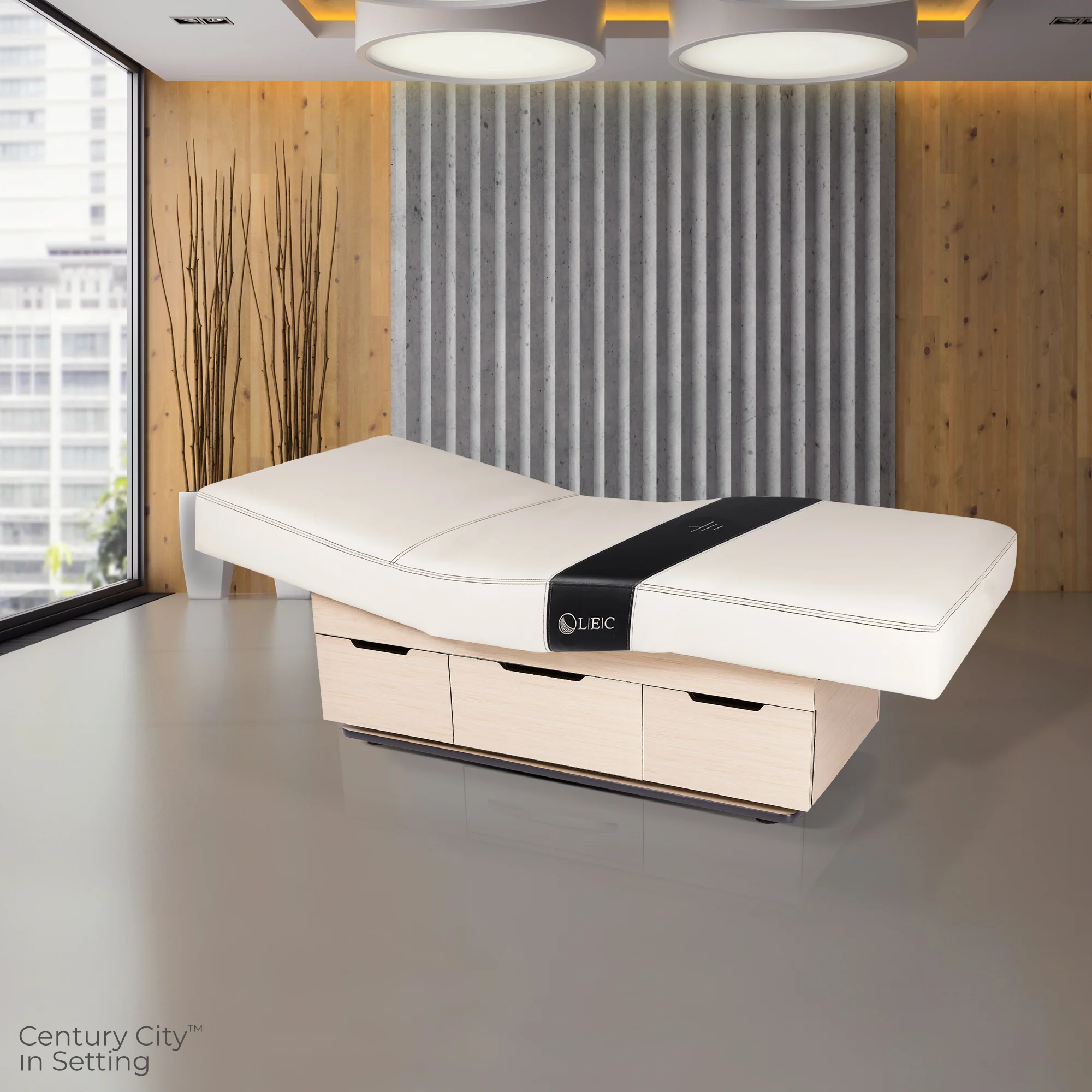 Living Earth Crafts Century City Dual-Pedestal Low-Range Treatment Table with Pull Out Drawer