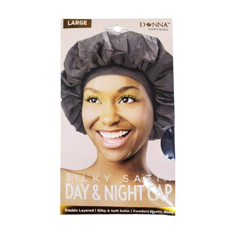 Donna Silky Satin Day & Night Large Cap #22070 - Black