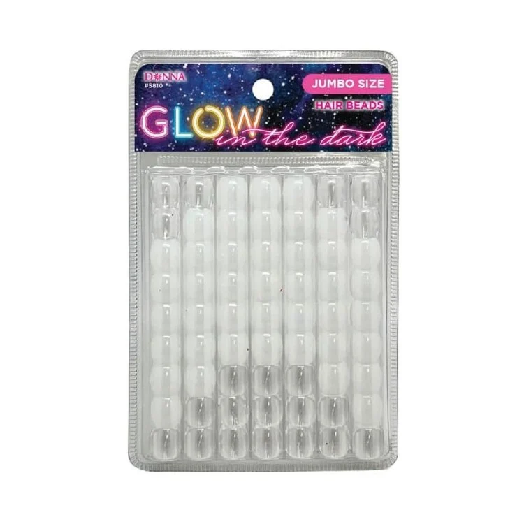 Donna Jumbo Hair Beads - Large Package - Glow in the Dark - White #5810