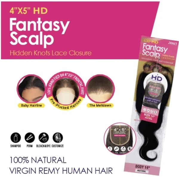 Fantasy Scalp 4 x 5 Lace Closure - Body - 10inch - # Natural
