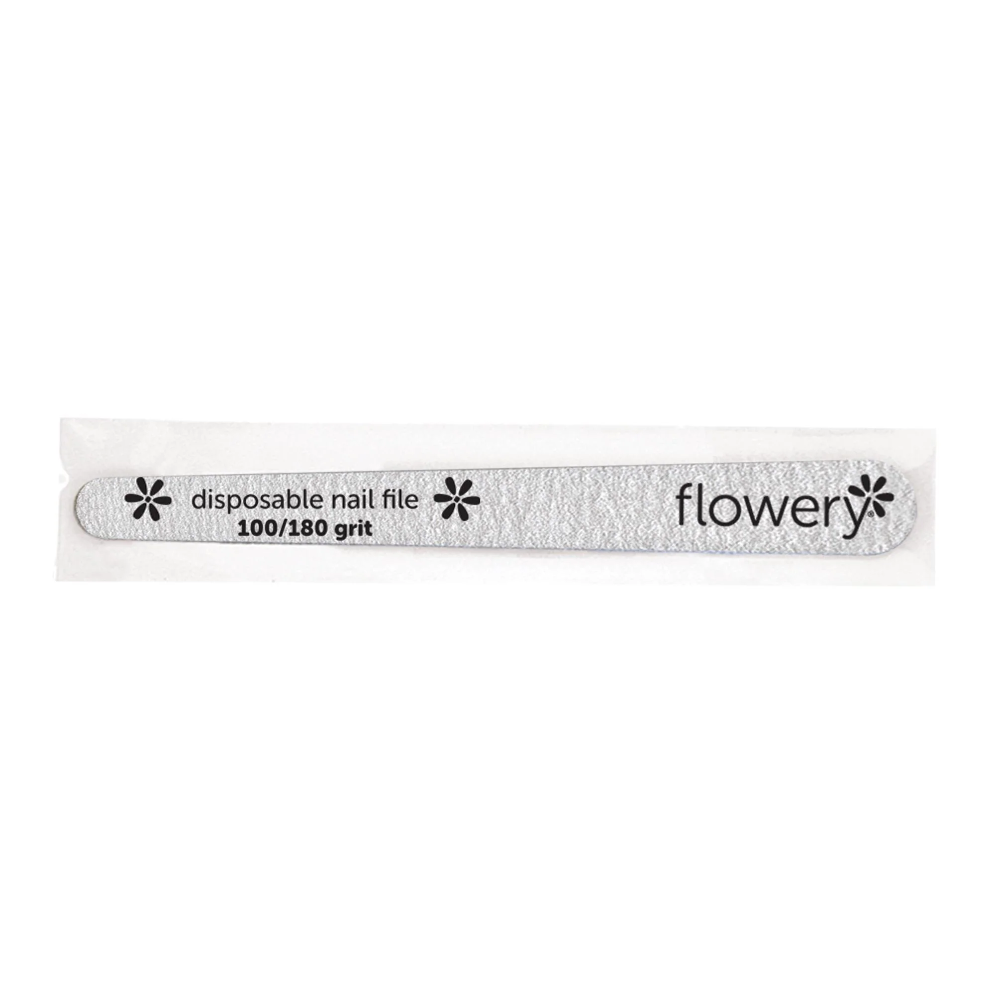 Disposable Nail File, Tapered Wood Core, 100/180 Grit, 100pc, by Flowery