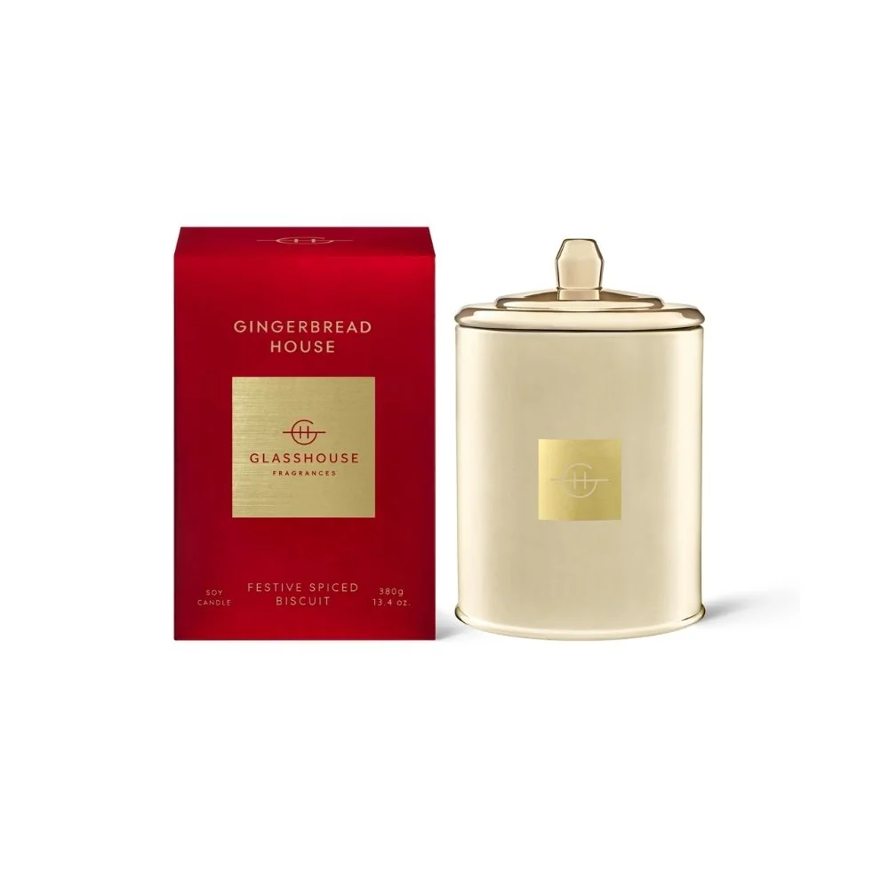 Glasshouse Fragrances Gingerbread House Soy Candle Festive Spiced Biscuit