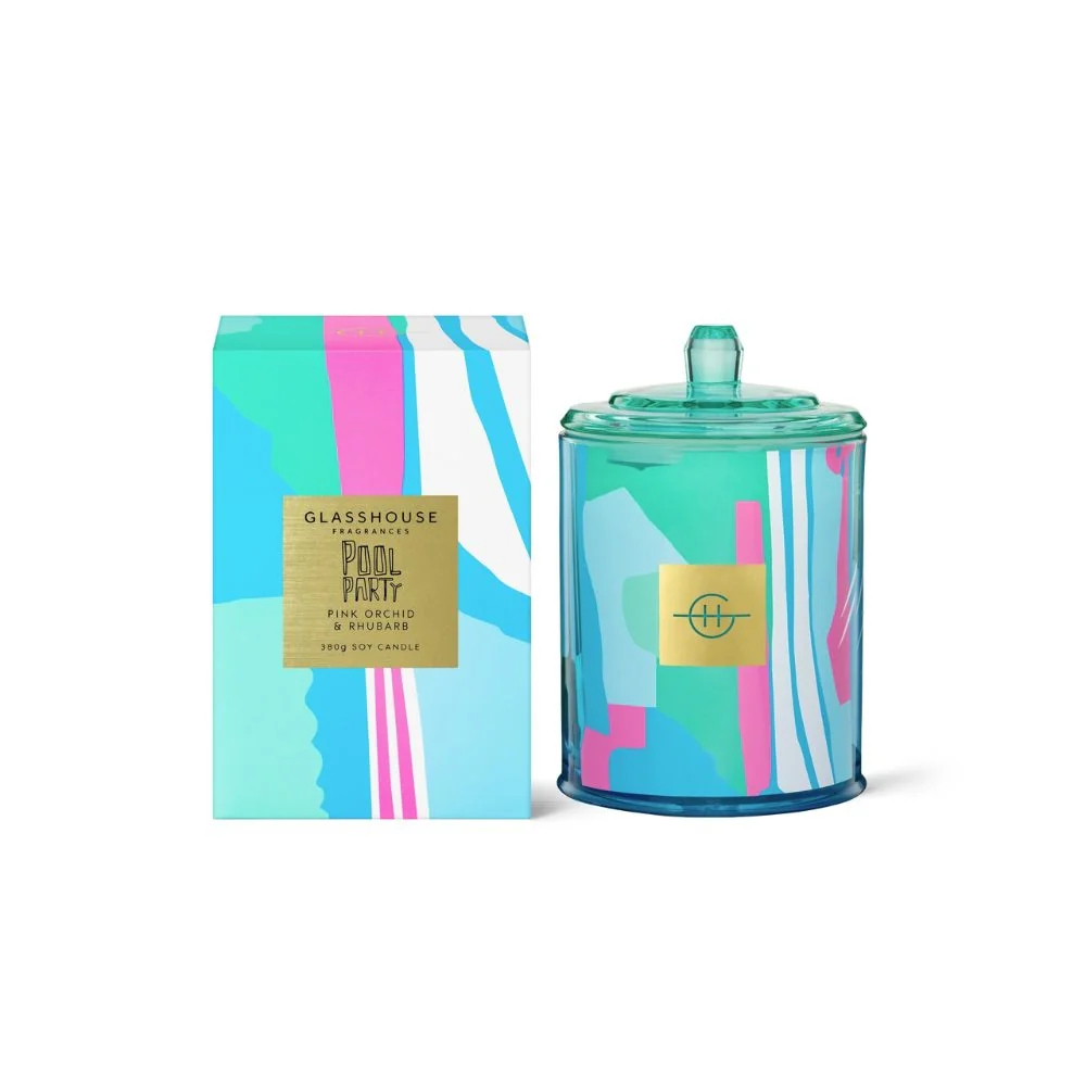 Glasshouse Fragrances Pool Party Pink Orchid & Rhubarb 380g Soy Candle
