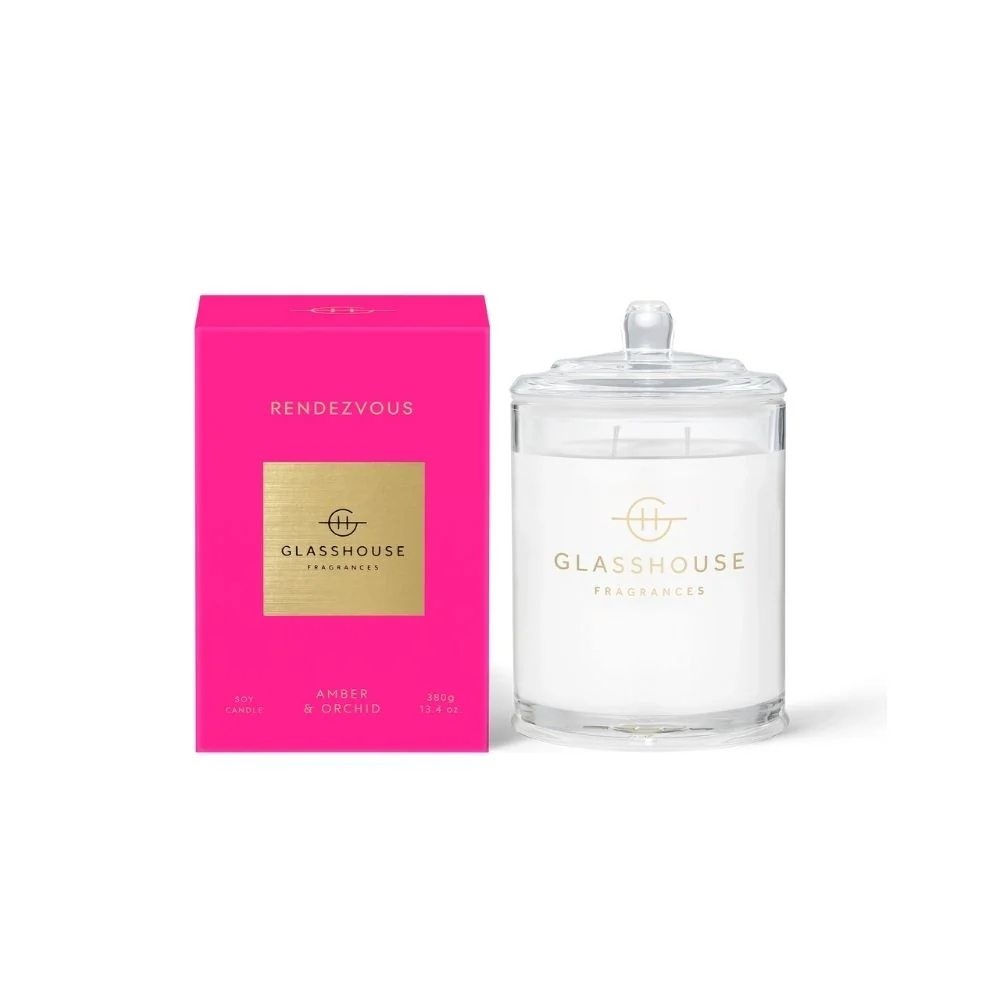 Glasshouse Fragrances Rendezvous Soy Candle Amber & Orchid 13.4oz