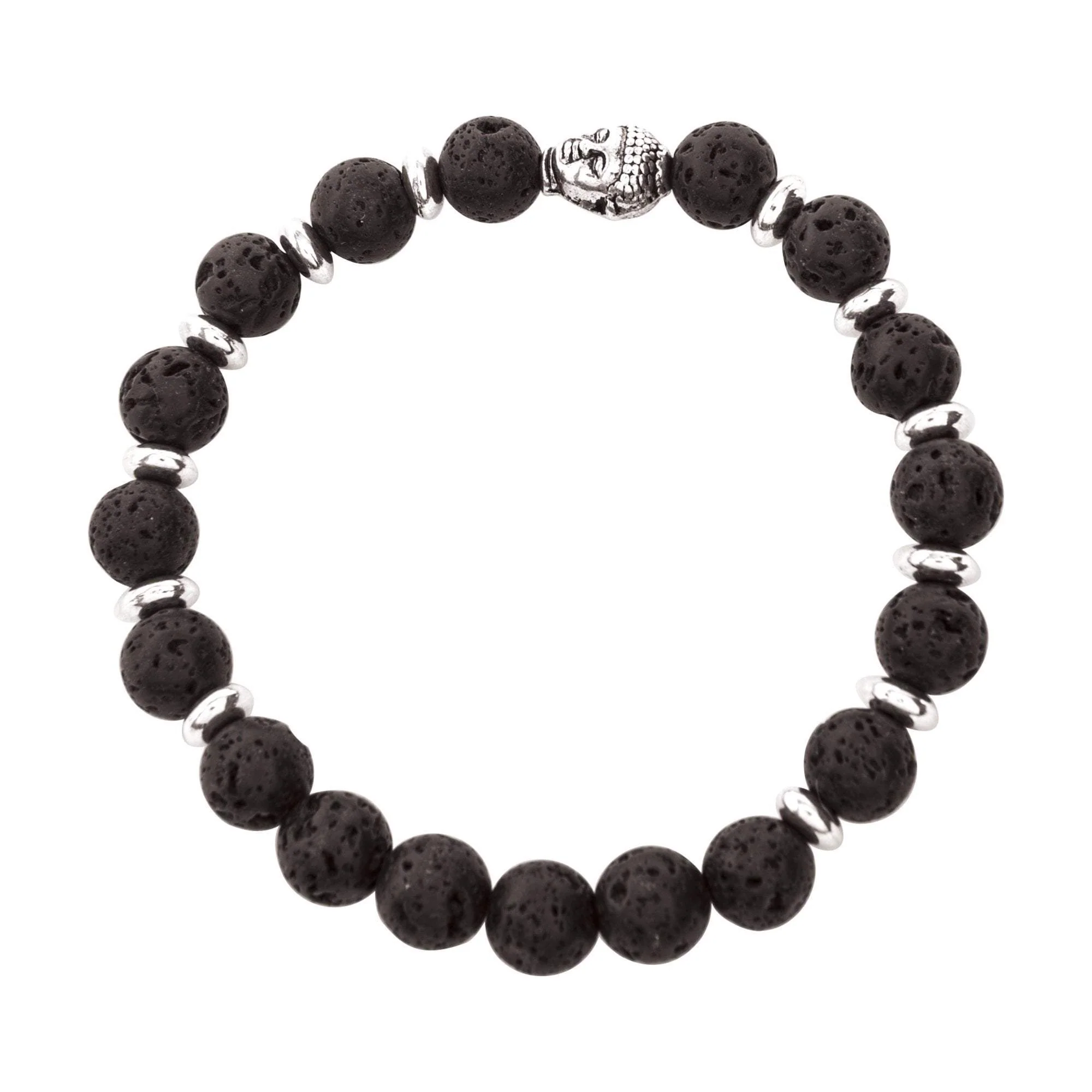 Full Silver & Black Lava Bracelet