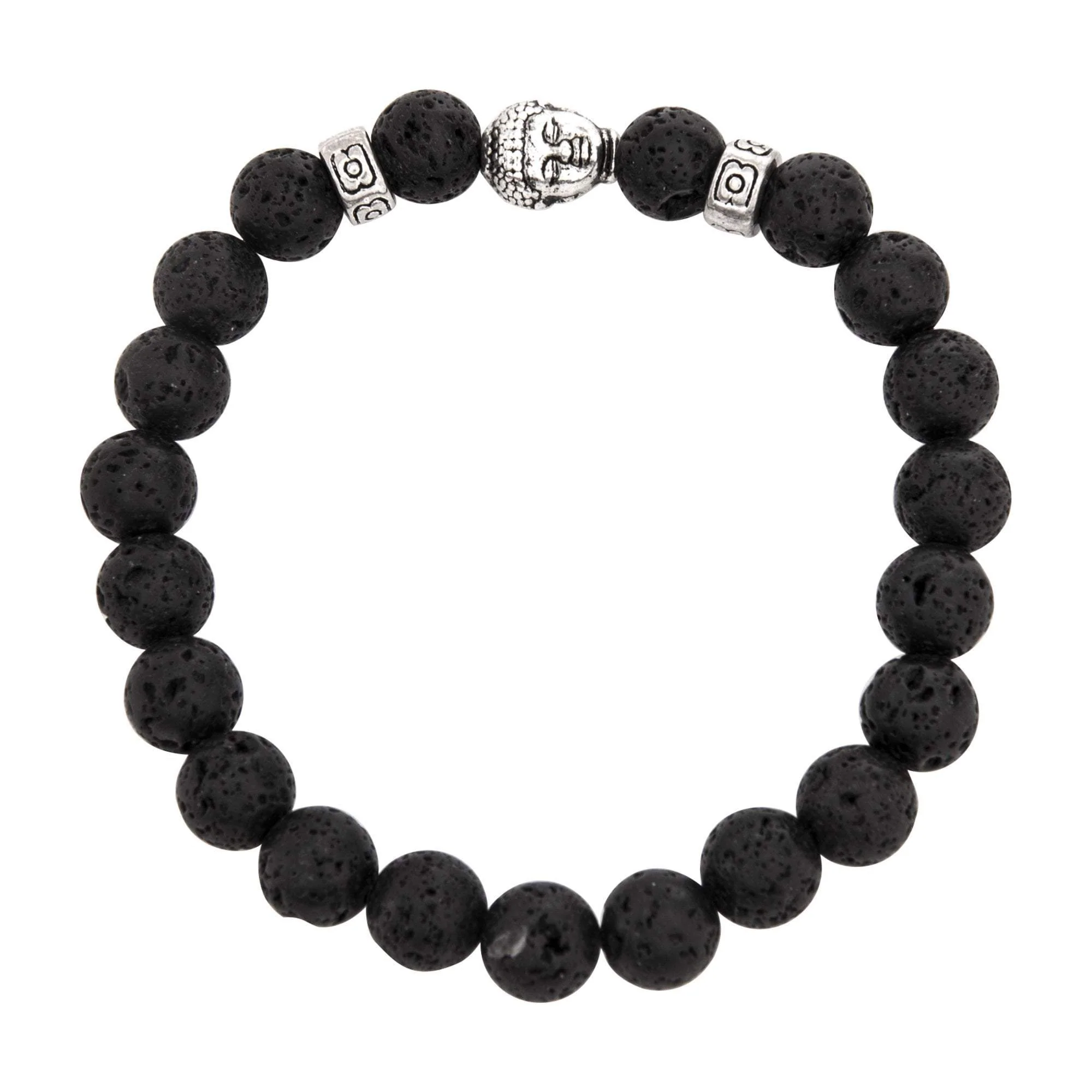 Partial Silver & Black Lava Bracelet