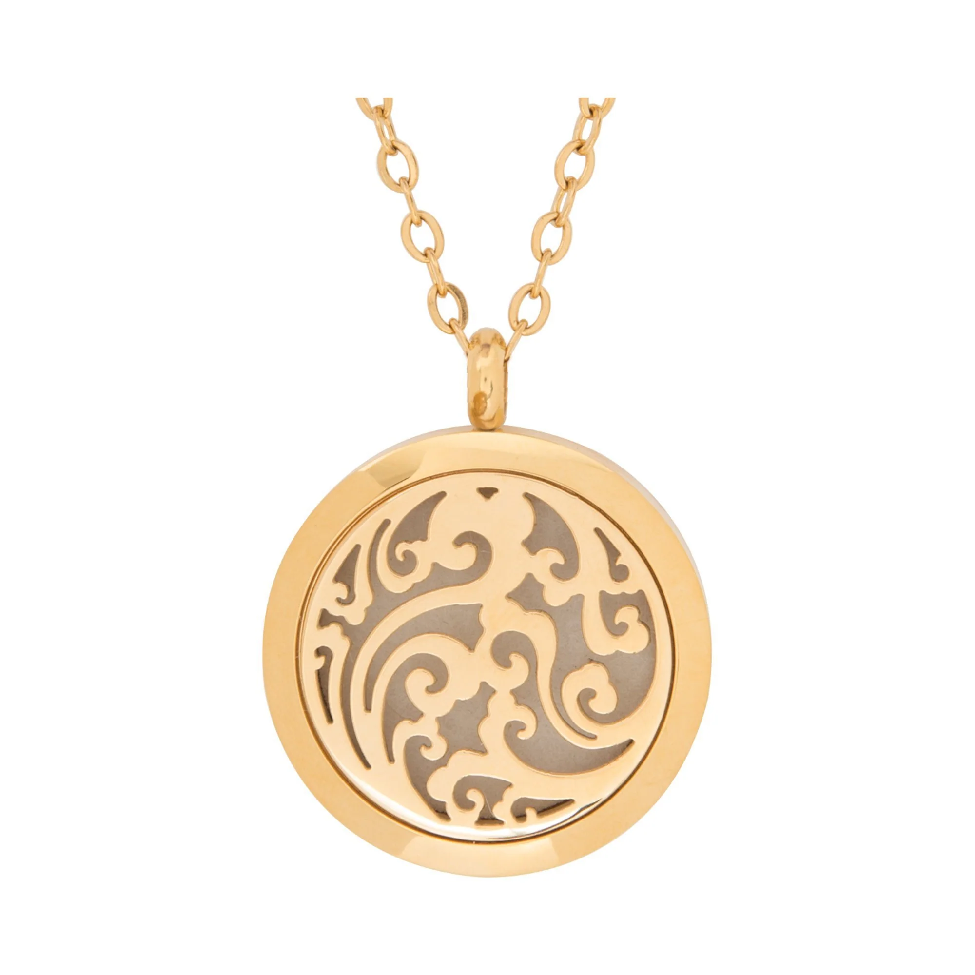 Stainless Steel Golden Waves Pendant