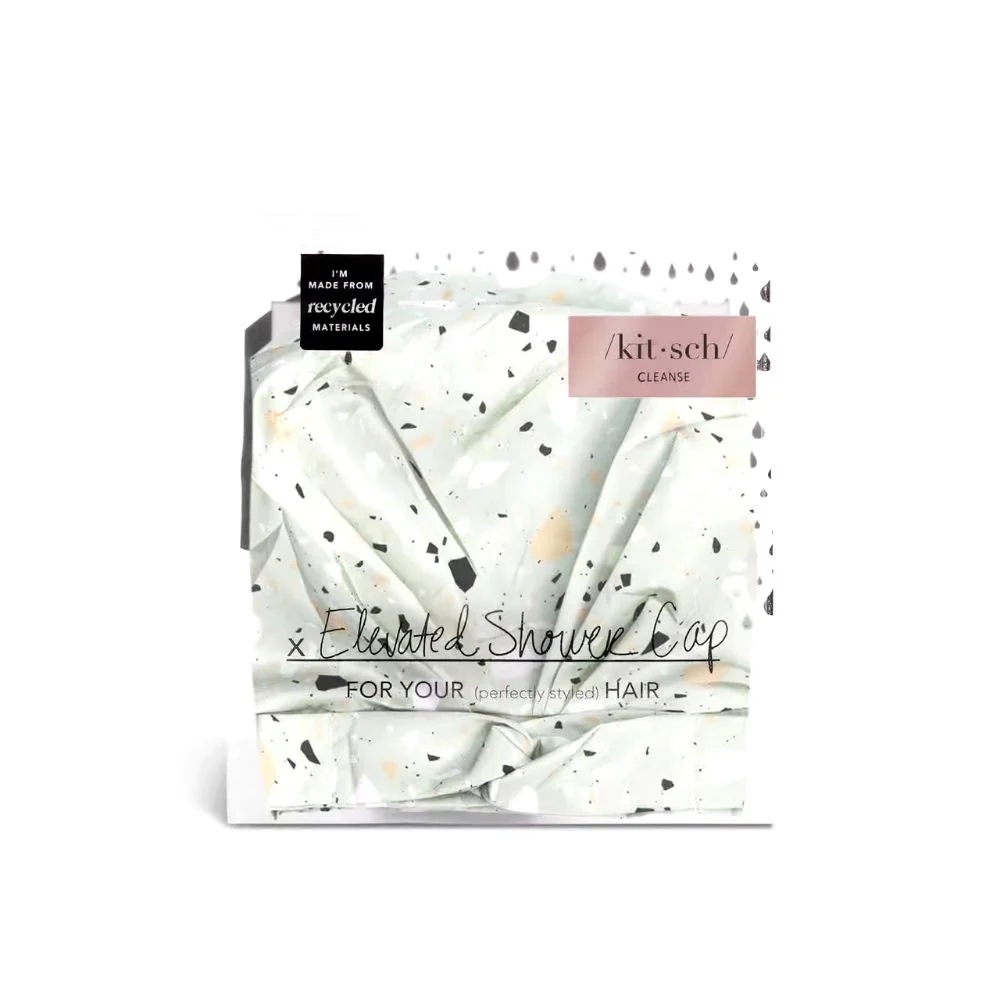 Kitsch Elevated Shower Cap Sage Terrazzo