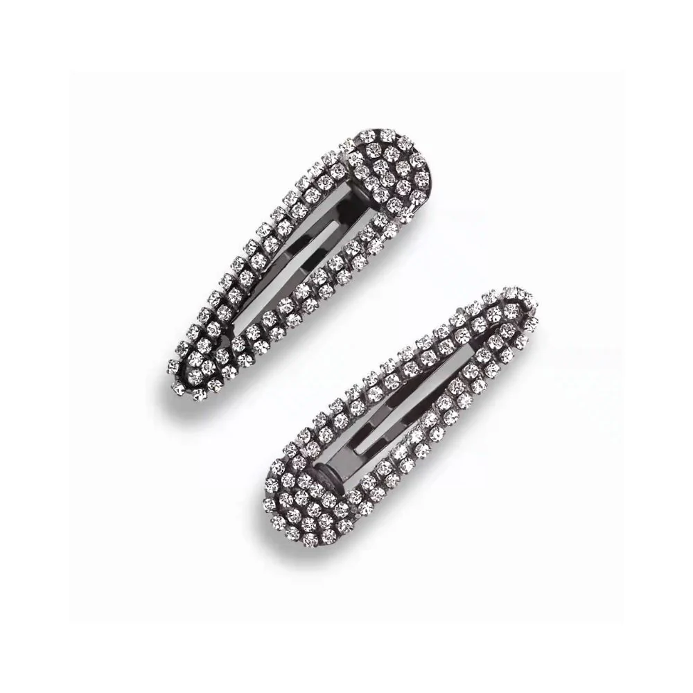 Kitsch Rhinestone Snap Clips Hematite
