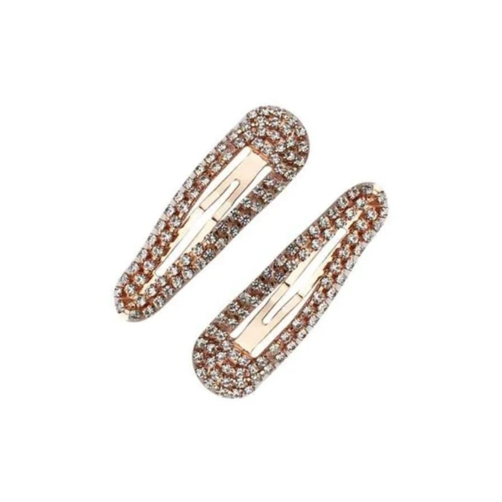 Kitsch Rhinestone Snap Clips Rose Gold