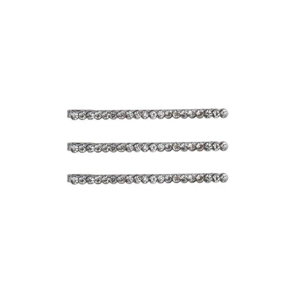 Kitsch 3pc Rhinestone Bobby Pins Silver