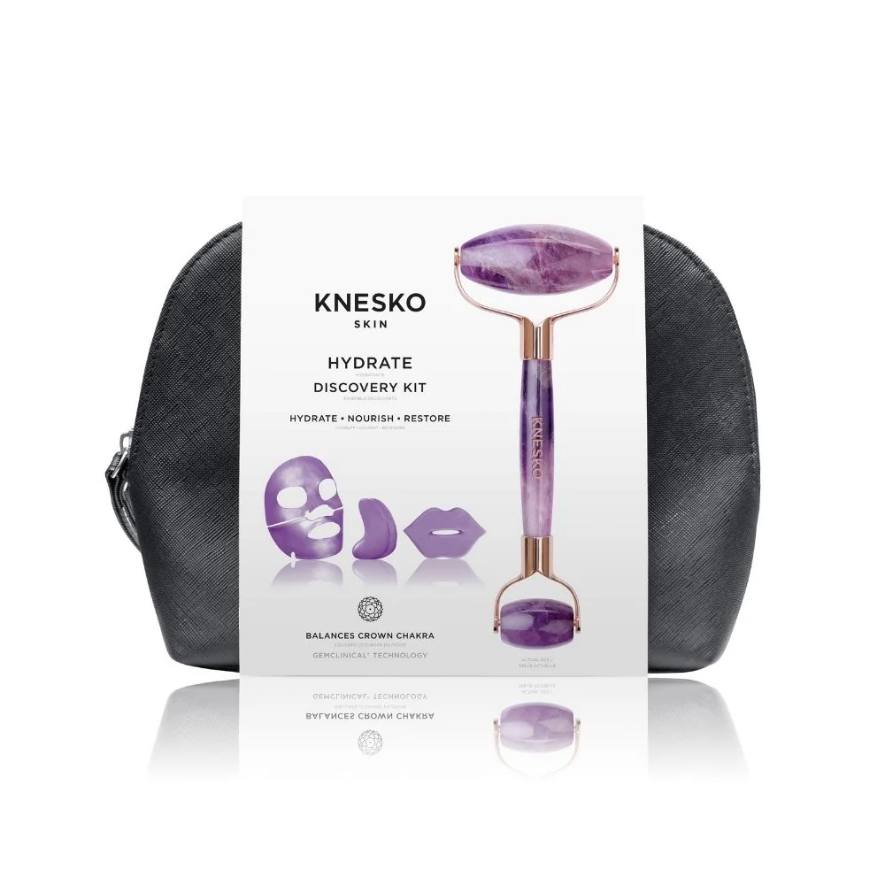Knesko Skin Amethyst Hydrate Collagen Mask & Amethyst Gemstone Roller Set
