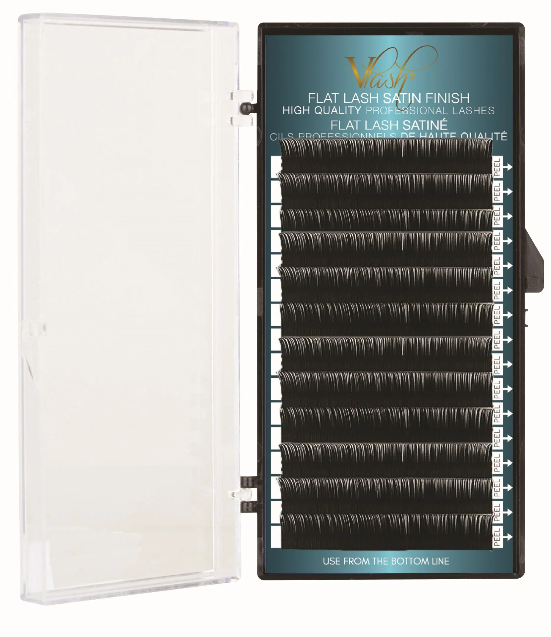Vlash Flat Lash Satin Finish, D-Curl, Black Lashes,0.20 mm Thickness, 5000 ct., 1 Tray