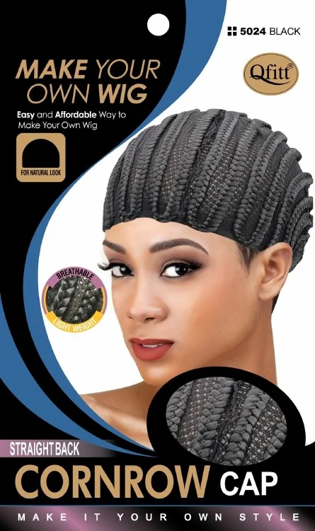 QFitt Cornrow Cap Straight Black #5024