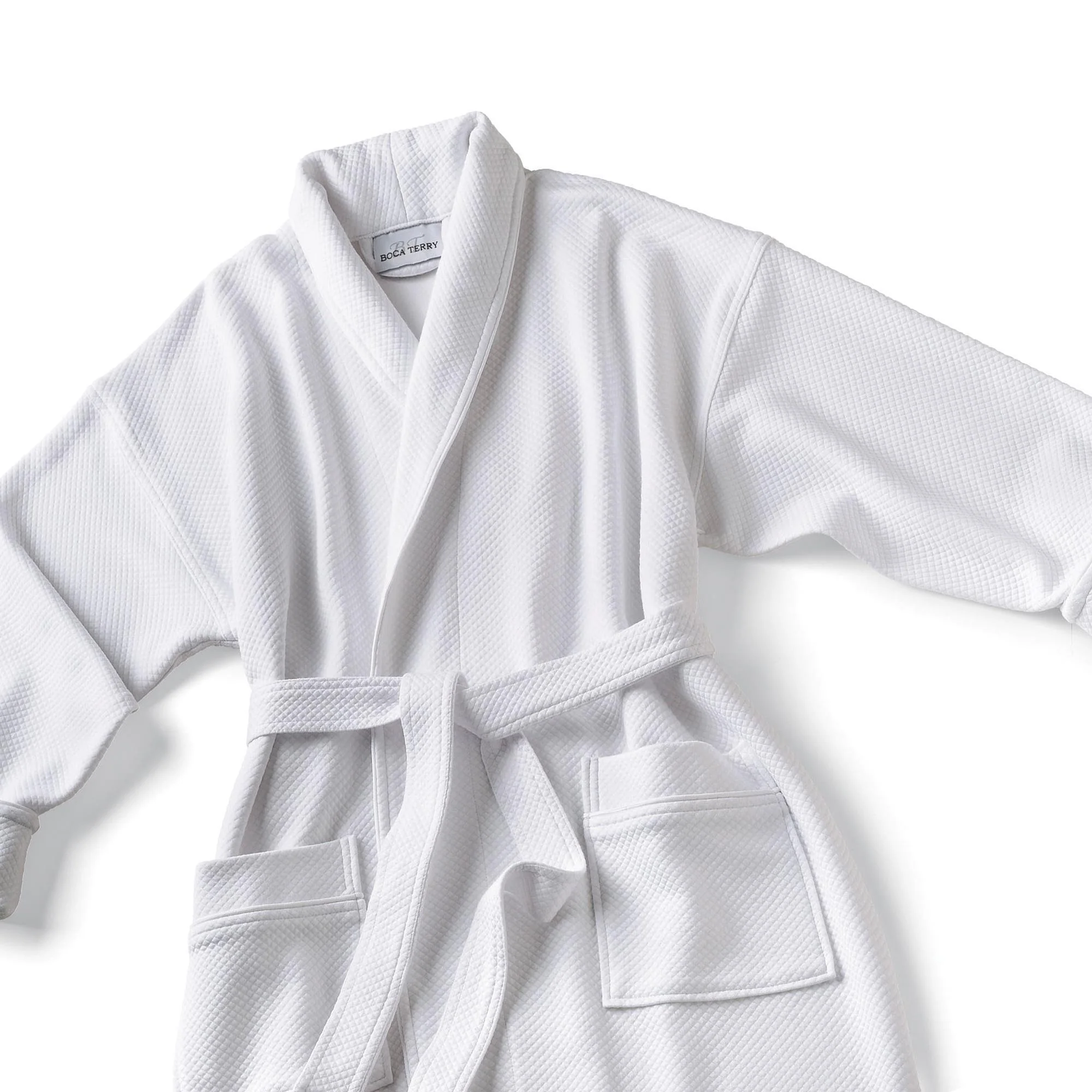 Boca Terry Robe, Knit Waffle Shawl Collar