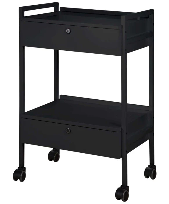 SilverFox Trolley, Black, with 2 Drawers