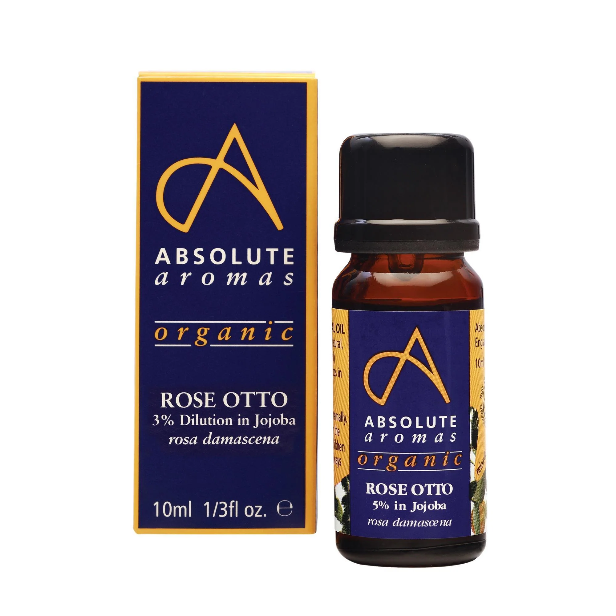 Absolute Aromas Organic Rose Otto 3% in Jojoba Essential Oil, 10mL