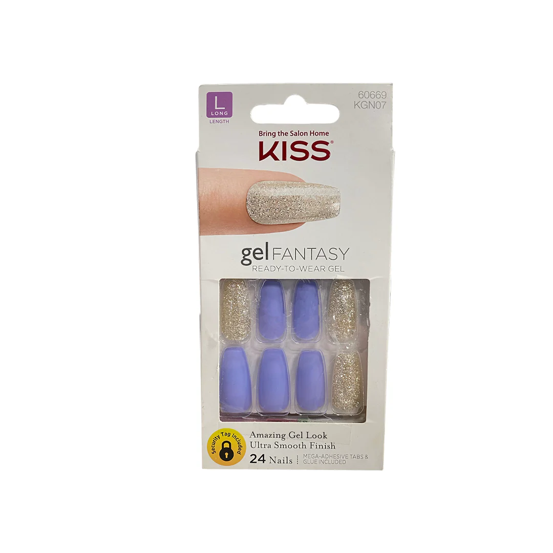 Kiss Gel Fantasy 24 Long Length Nails Lilac Glitter 60669 – Beauty Outlet