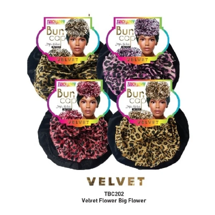 TouchDown Self-Styled Bun Cap Velvet Big Flower #TBC202