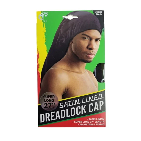 Titan Dreadlock Satin Lined Cap Super Long - #22160 - Black
