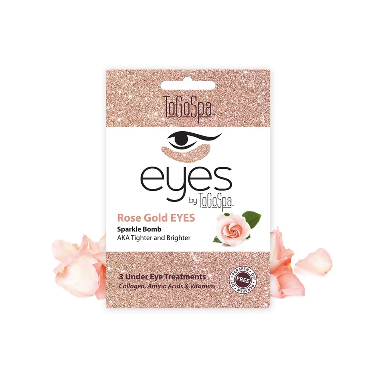 ToGoSpa Rose Gold Eyes Sparkle Bomb 3 Pair Under Eye Masks