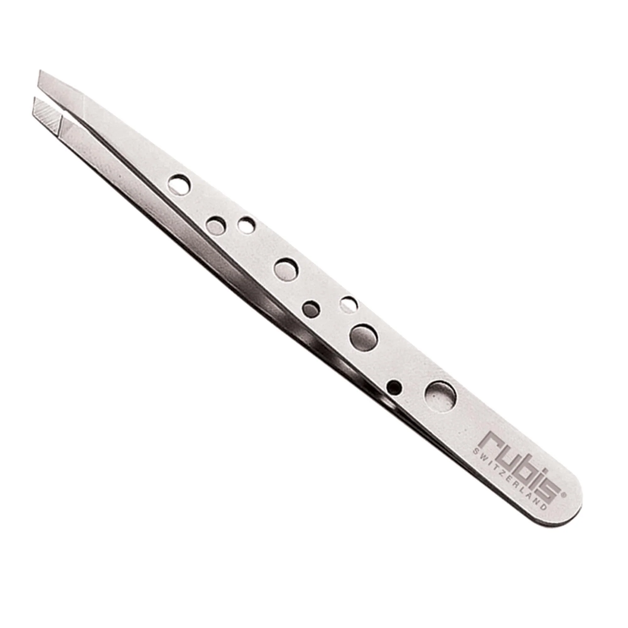 Rubis Tweezers, Swiss Slanted Tip, Stainless Steel, 3.75"