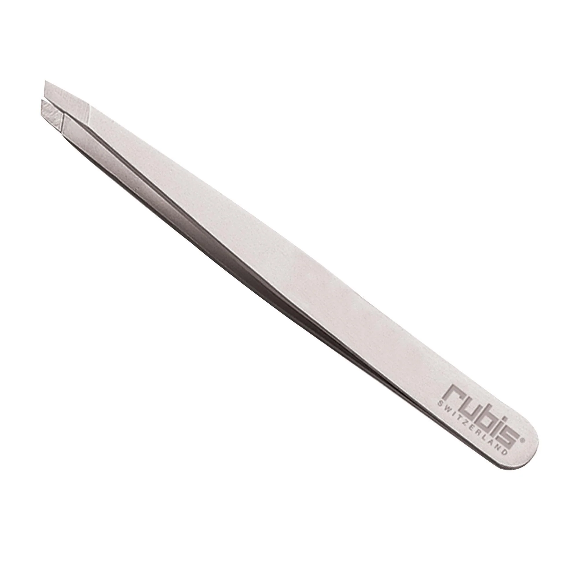 Rubis Tweezers, Slanted Tip, Stainless Steel, 3.75"