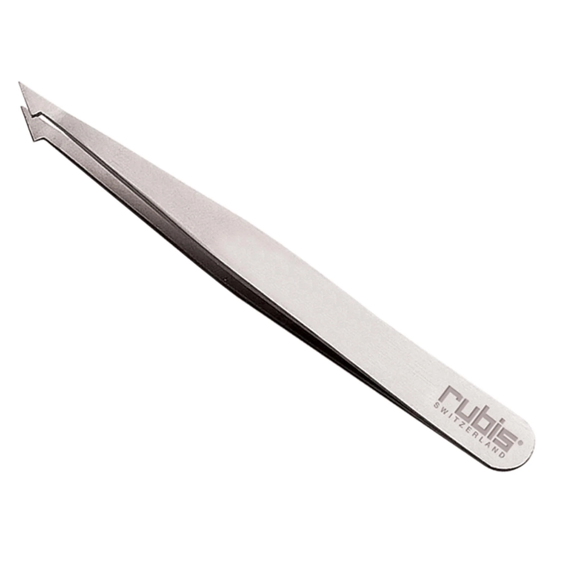 Rubis Tweezers, Pointed & Slanted Tip, Stainless Steel, 3.75"